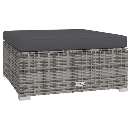 vidaXL Tuinvoetenbank met kussen 70x70x30 cm poly rattan grijs afbeelding2 - 1