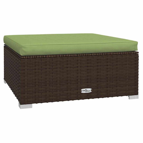 vidaXL Tuinvoetenbank met kussen 70x70x30 cm poly rattan bruin afbeelding2 - 1
