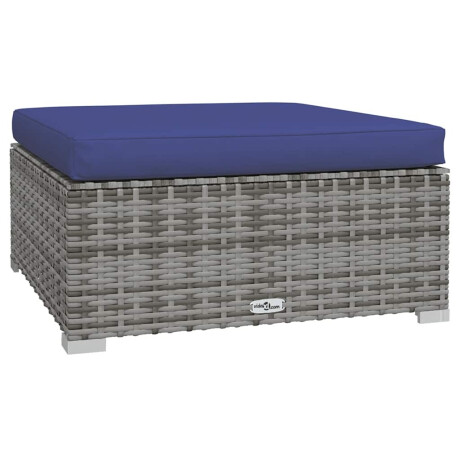 vidaXL Tuinvoetenbank met kussen 70x70x30 cm poly rattan grijs afbeelding2 - 1