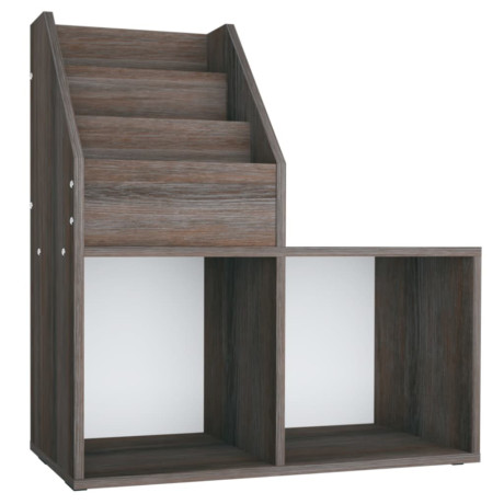 vidaXL Kindertijdschriftenrek 71x30x78,5 cm hout grijs en eikenkleur afbeelding2 - 1