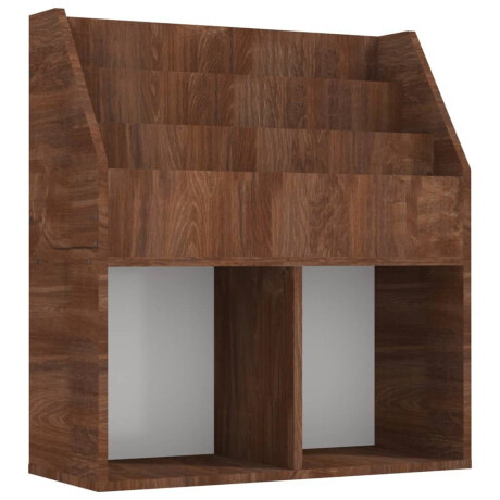 vidaXL Kindertijdschriftenrek 71x30x78,5 cm bewerkt hout bruineiken afbeelding2 - 1
