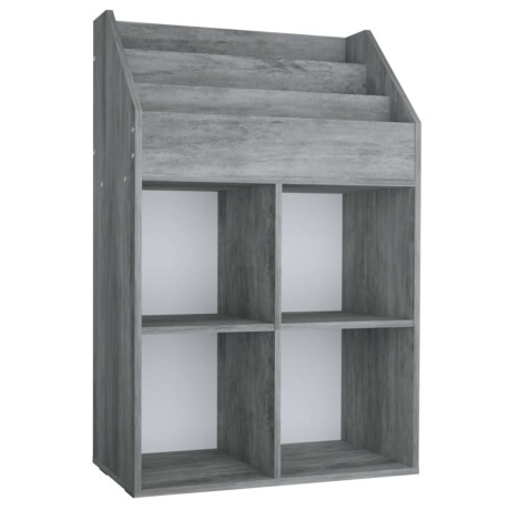 vidaXL Kindertijdschriftenrek 71x30x114 cm bewerkt hout betongrijs afbeelding2 - 1