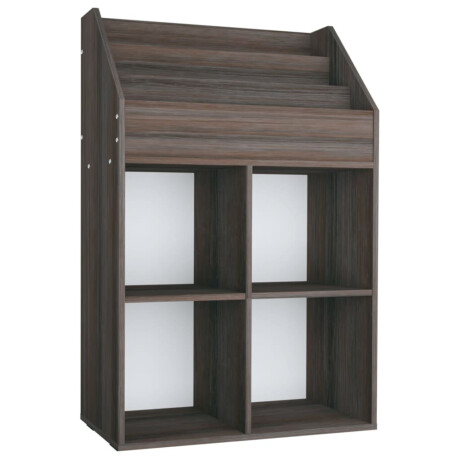 vidaXL Kindertijdschriftenrek 71x30x114 cm bewerkt hout grijs en eiken afbeelding2 - 1