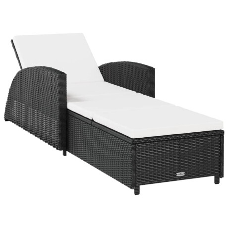 vidaXL Ligbed met crèmewit kussen poly rattan zwart afbeelding2 - 1