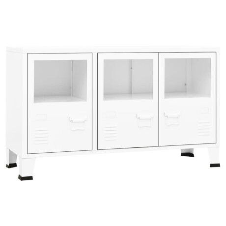 vidaXL Dressoir industrieel 105x35x62 cm metaal en glas wit afbeelding2 - 1