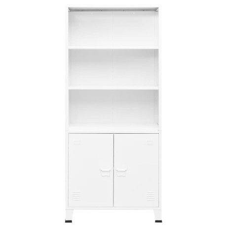 vidaXL Boekenkast industrieel 80x32x180 cm staal wit afbeelding2 - 1