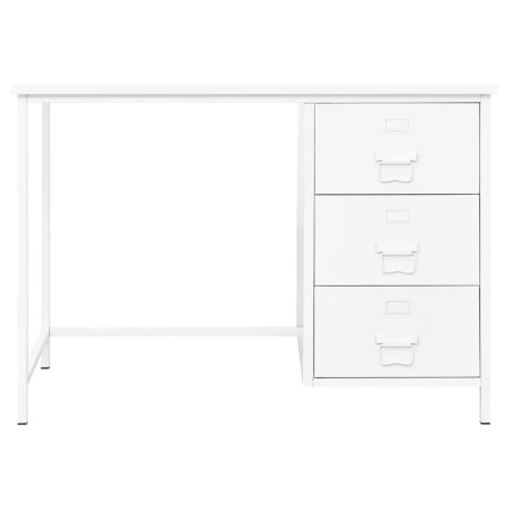 vidaXL Bureau industrieel met lades 105x52x75 cm staal wit afbeelding2 - 1