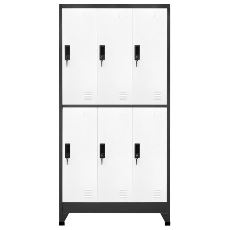 vidaXL Lockerkast 90x45x180 cm staal antracietkleurig en wit afbeelding2 - 1