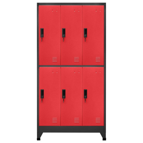 vidaXL Lockerkast 90x45x180 cm staal antracietkleurig en rood afbeelding2 - 1