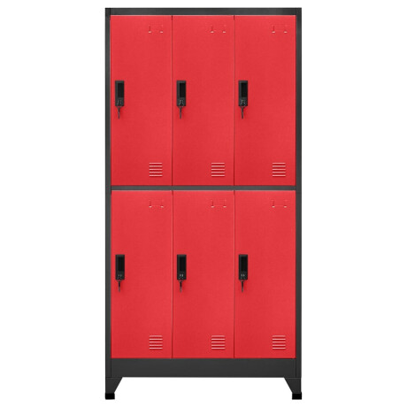 vidaXL Lockerkast 90x45x180 cm staal antracietkleurig en rood afbeelding2 - 1
