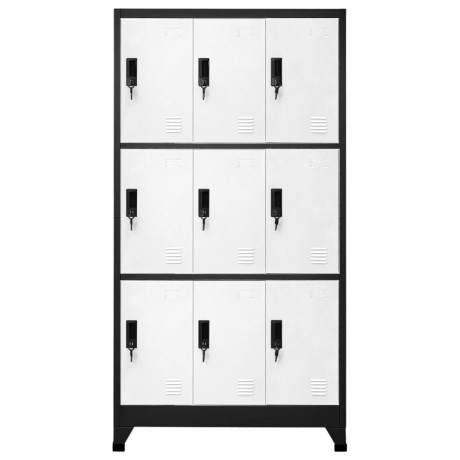 vidaXL Lockerkast 90x45x180 cm staal antracietkleurig en wit afbeelding2 - 1