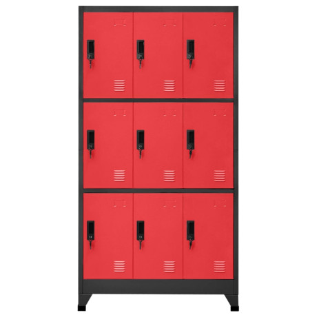 vidaXL Lockerkast 90x45x180 cm staal antracietkleurig en rood afbeelding2 - 1