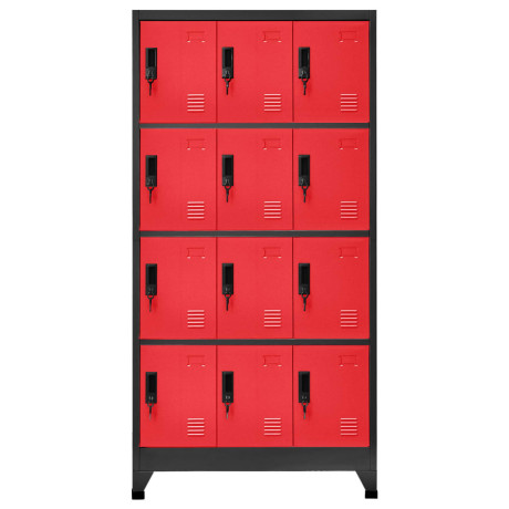 vidaXL Lockerkast 90x45x180 cm staal antracietkleurig en rood afbeelding2 - 1