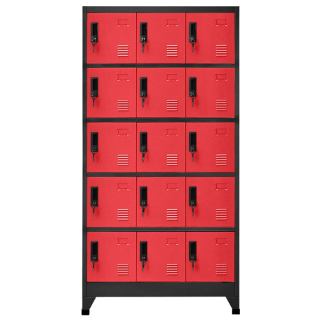 vidaXL Lockerkast 90x40x180 cm staal antracietkleurig en rood afbeelding2 - 1