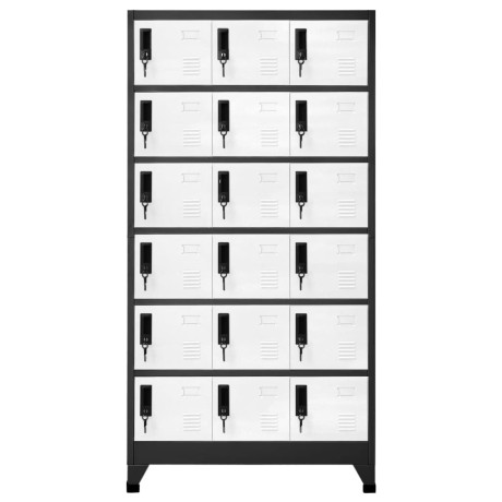 vidaXL Lockerkast 90x40x180 cm staal antracietkleurig en wit afbeelding2 - 1