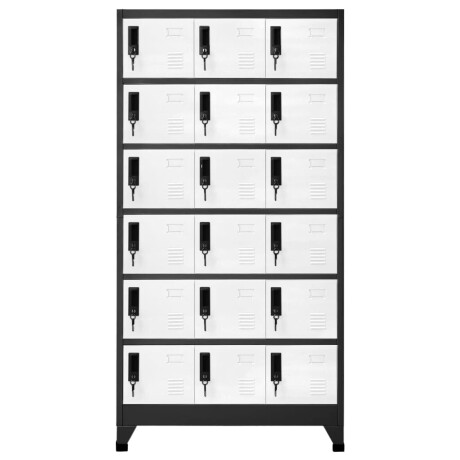 vidaXL Lockerkast 90x40x180 cm staal antracietkleurig en wit afbeelding2 - 1