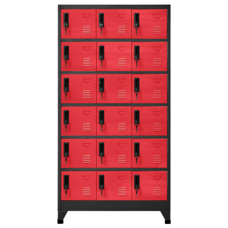 vidaXL Lockerkast 90x40x180 cm staal antracietkleurig en rood afbeelding2 - 1