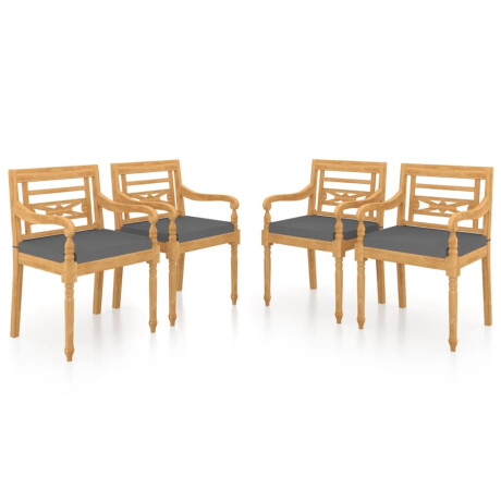 vidaXL Stoelen Batavia 4 st met kussens massief teakhout afbeelding2 - 1