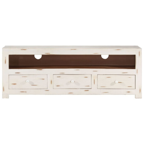 vidaXL Tv-meubel 110x30x40 cm massief acaciahout wit afbeelding2 - 1