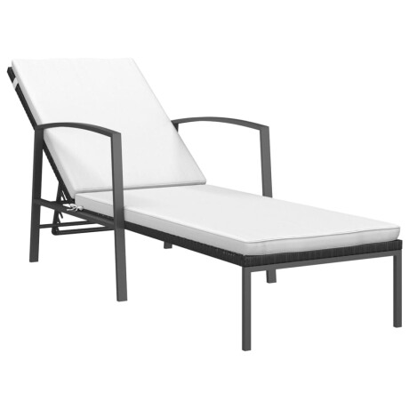 vidaXL Ligbed met kussen poly rattan zwart afbeelding2 - 1