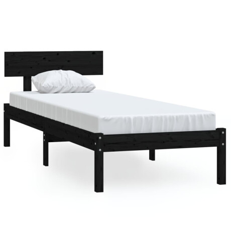 vidaXL Bedframe massief grenenhout zwart 90x200 cm afbeelding2 - 1