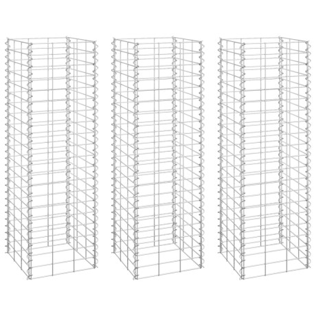 vidaXL Schanskorf plantenbakken 3 st verhoogd 30x30x100 cm ijzer afbeelding2 - 1