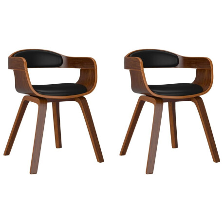 vidaXL Eetkamerstoelen 2 st gebogen hout en kunstleer zwart afbeelding2 - 1
