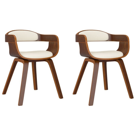 vidaXL Eetkamerstoelen 2 st gebogen hout en kunstleer crèmekleurig afbeelding2 - 1