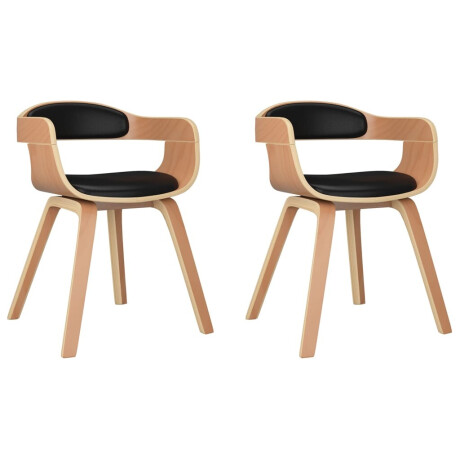 vidaXL Eetkamerstoelen 2 st gebogen hout en kunstleer zwart afbeelding2 - 1