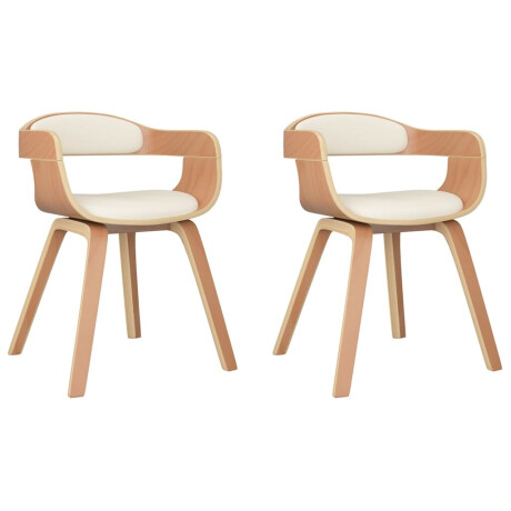 vidaXL Eetkamerstoelen 2 st gebogen hout en kunstleer crèmekleurig afbeelding2 - 1