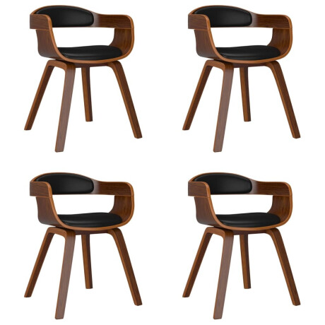 vidaXL Eetkamerstoelen 4 st gebogen hout en kunstleer zwart afbeelding2 - 1
