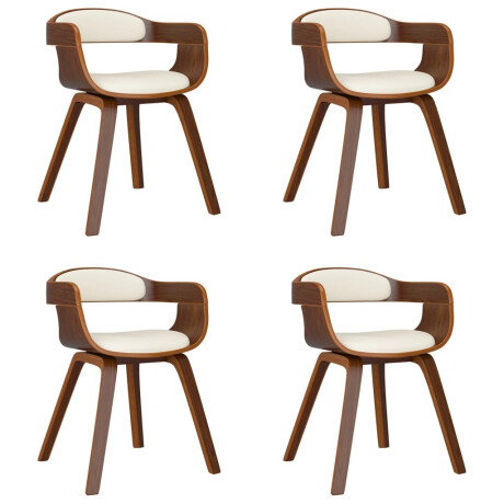 vidaXL Eetkamerstoelen 4 st gebogen hout en kunstleer crèmekleurig afbeelding2 - 1