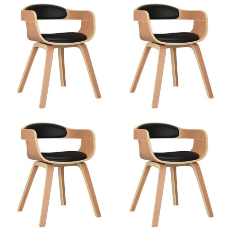 vidaXL Eetkamerstoelen 4 st gebogen hout en kunstleer zwart afbeelding2 - 1