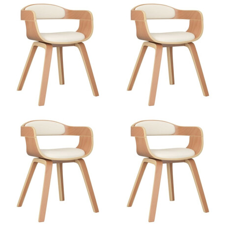 vidaXL Eetkamerstoelen 4 st gebogen hout en kunstleer crèmekleurig afbeelding2 - 1