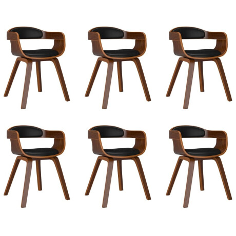 vidaXL Eetkamerstoelen 6 st gebogen hout en kunstleer zwart afbeelding2 - 1