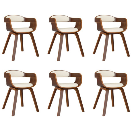 vidaXL Eetkamerstoelen 6 st gebogen hout en kunstleer crèmekleurig afbeelding2 - 1
