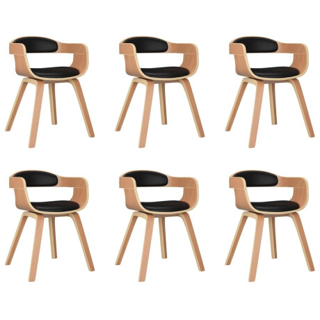 vidaXL Eetkamerstoelen 6 st gebogen hout en kunstleer zwart afbeelding2 - 1