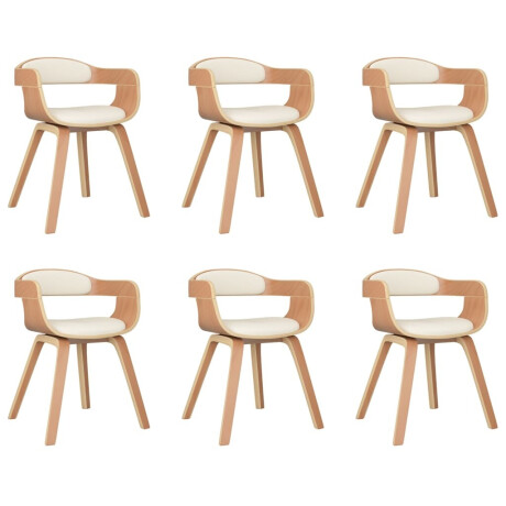 vidaXL Eetkamerstoelen 6 st gebogen hout en kunstleer crèmekleurig afbeelding2 - 1