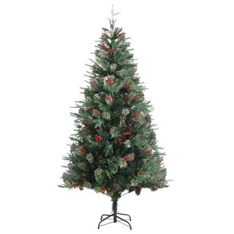 vidaXL Kerstboom met dennenappels 225 cm PVC en PE groen afbeelding2 - 1