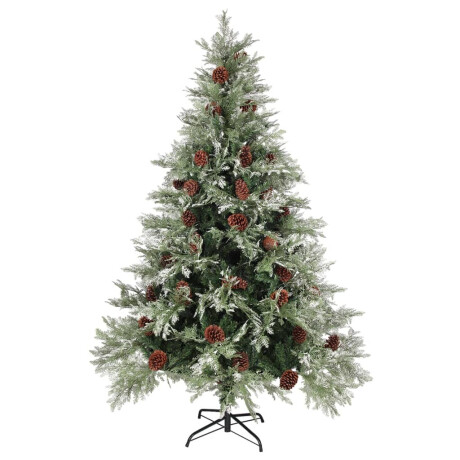 vidaXL Kerstboom met dennenappels 150 cm PVC en PE groen en wit afbeelding2 - 1
