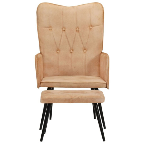 vidaXL Fauteuil met voetensteun canvas crèmekleurig afbeelding2 - 1