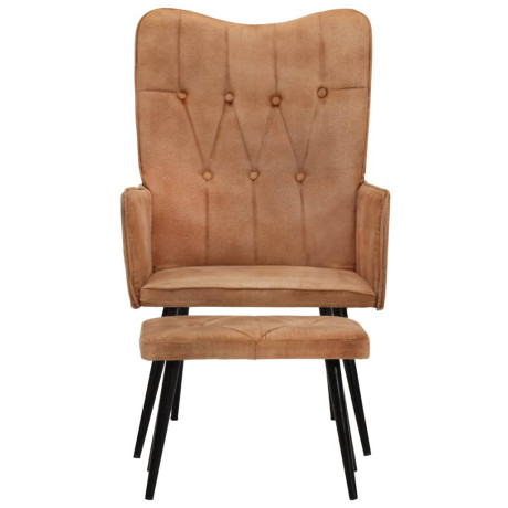 vidaXL Fauteuil met voetensteun canvas bruin afbeelding2 - 1