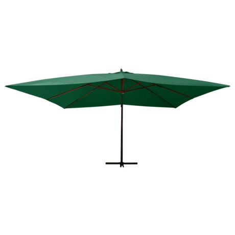 vidaXL Zweefparasol met houten paal 400x300 cm groen afbeelding2 - 1