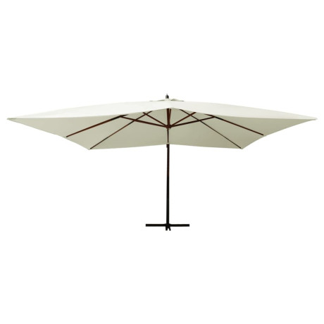 vidaXL Zweefparasol met houten paal 400x300 cm zandwit afbeelding2 - 1