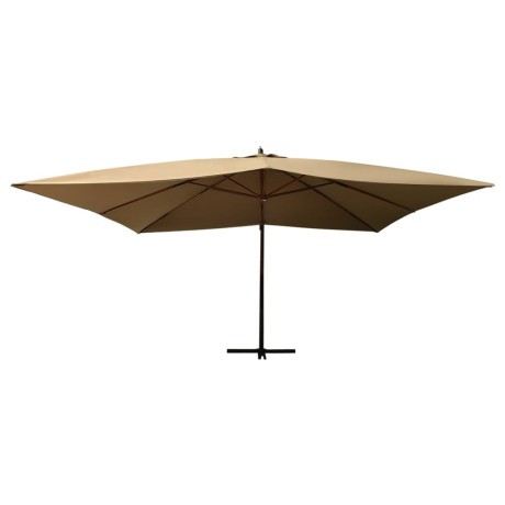 vidaXL Zweefparasol met houten paal 400x300 cm taupe afbeelding2 - 1