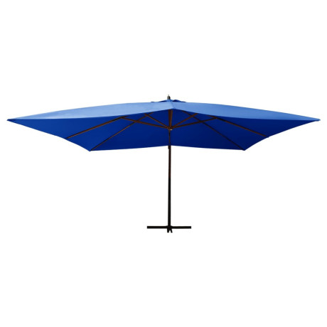 vidaXL Zweefparasol met houten paal 400x300 cm azuurblauw afbeelding2 - 1