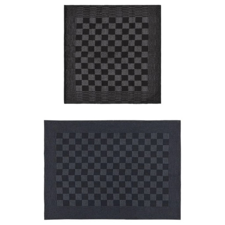 vidaXL 10-delige Keukendoekenset katoen zwart en grijs afbeelding2 - 1