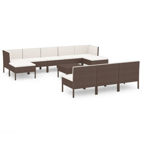 vidaXL 11-delige Loungeset met kussens poly rattan bruin afbeelding2 - 1