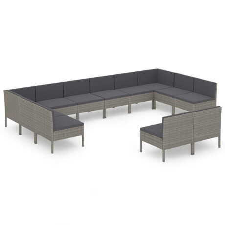 vidaXL 12-delige Loungeset met kussens poly rattan grijs afbeelding2 - 1