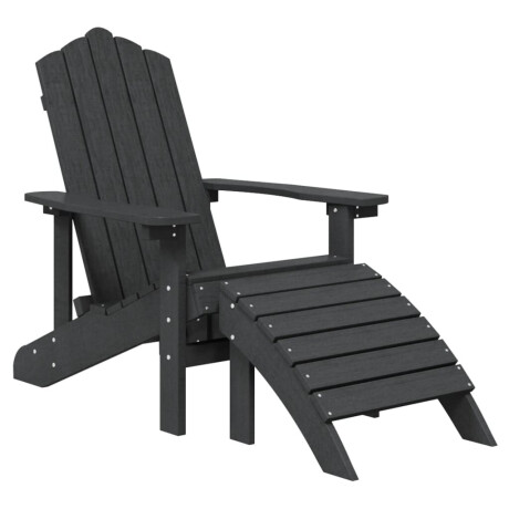 vidaXL Tuinstoel Adirondack met voetenbank HDPE antracietkleurig afbeelding2 - 1